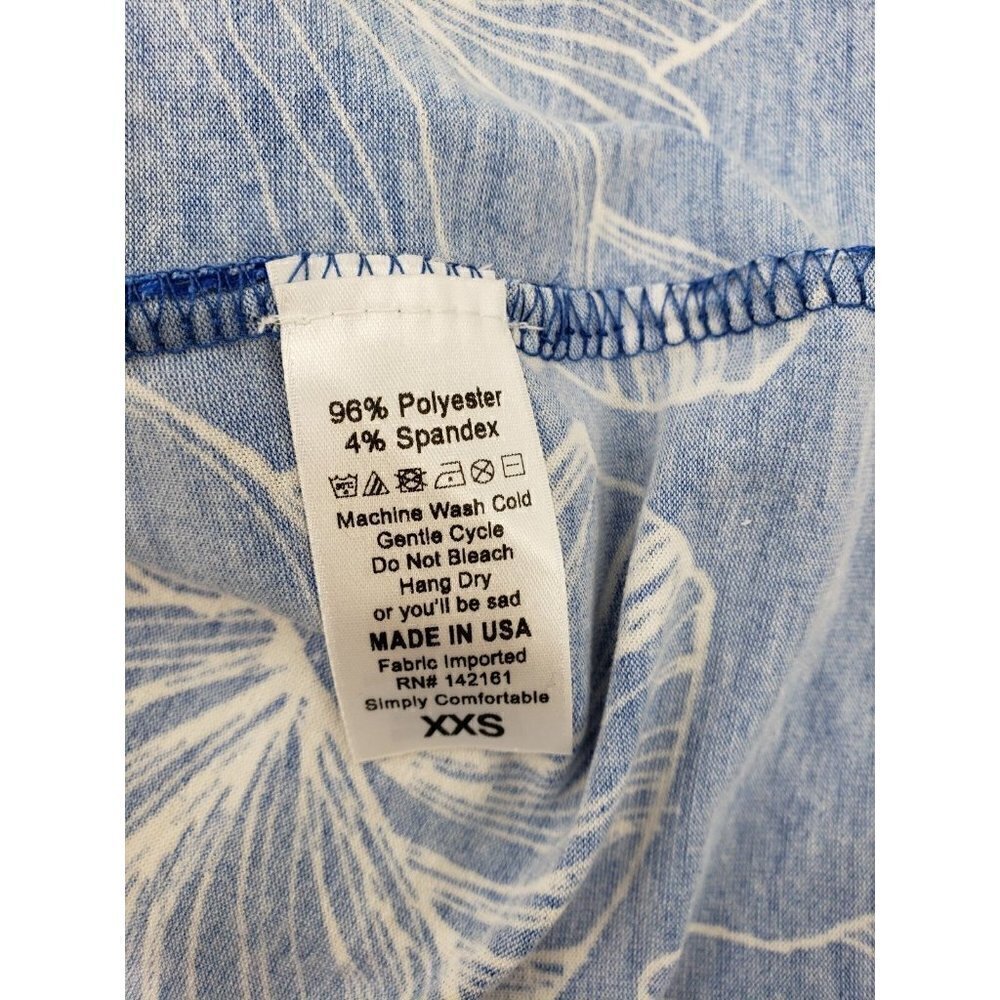 New with Tags LuLaRoe Irma Top XXS Blue White Hibiscus Floral Print TShirt - Picture 7 of 7